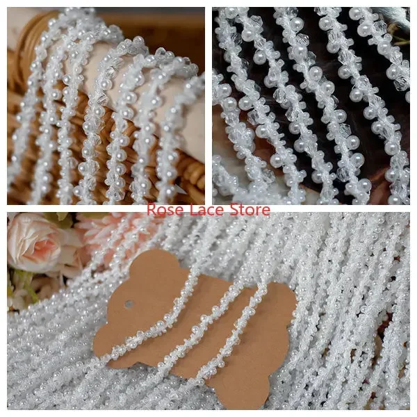 Bridal Sash Ribbon - 3 ярда жемчужной кружевной отделки, жемчужная