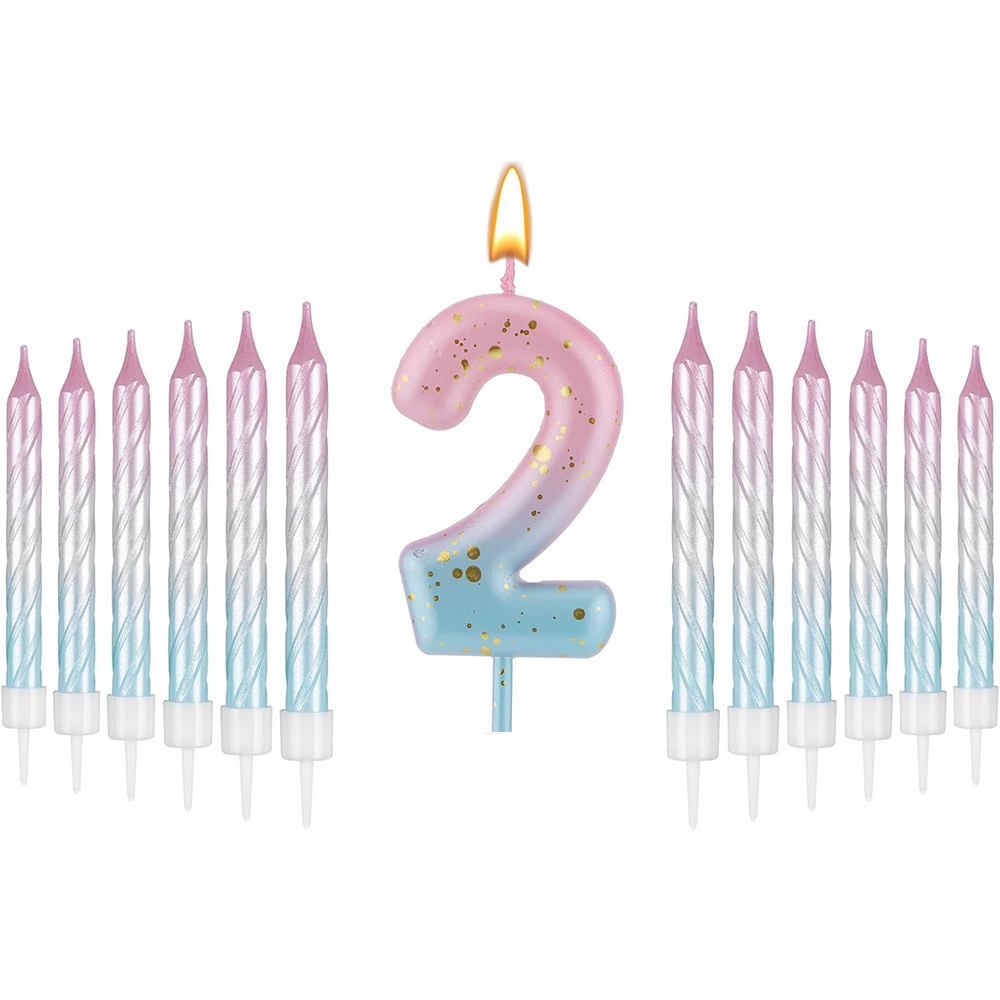 Unity Candle Set - Цифровые свечи для торта с розово-голубым